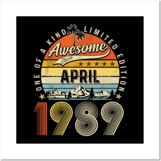 Awesome Since April 1989 Vintage 34th Birthday Posters and Art